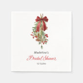 Kerstmis Mistletoe Rode Strik Bruidsdouche Servet (Voorkant)