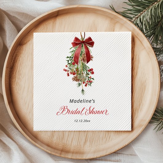 Kerstmis Mistletoe Rode Strik Bruiloft Servet