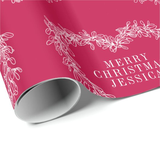 Kerstmis, mistletoe, rood wit cadeaupapier (Rol Hoek)