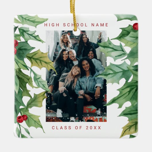 Kerstmis Mistletoe School Universiteit Foto Keramisch Ornament (Voorkant)