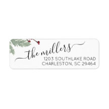 Kerstmis Mistletoe Script Return Address Label