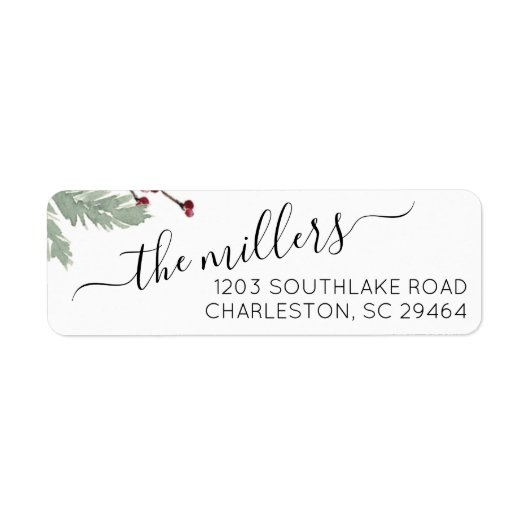 Kerstmis Mistletoe Script Return Address Label (Voorkant)