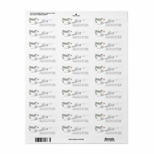Kerstmis Mistletoe Script Return Address Label (Full Sheet)