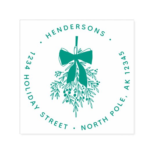 Kerstmis Mistletoe Tak Retouradres Zelfinktende Stempel (Design)