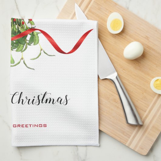 Kerstmis Mistletoe Theedoek (Quarter Fold)