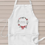 Kerstmis Mistletoe Wreath Personalized Standaard Schort<br><div class="desc">Op maat gemaakt kerstcadeautje met een gepersonaliseerde naam omringd in feestelijke kerstmis met rode bessen,  poinsettia en pijnboomtakken.</div>