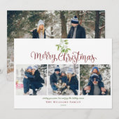 Kerstmis Mistselteen Modern 4 Foto Feestdagenkaart (Voorkant / Achterkant)