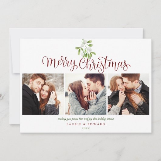 Kerstmis Mistsprankel Modern Koppels 4 Foto Feestdagenkaart (Voorkant)
