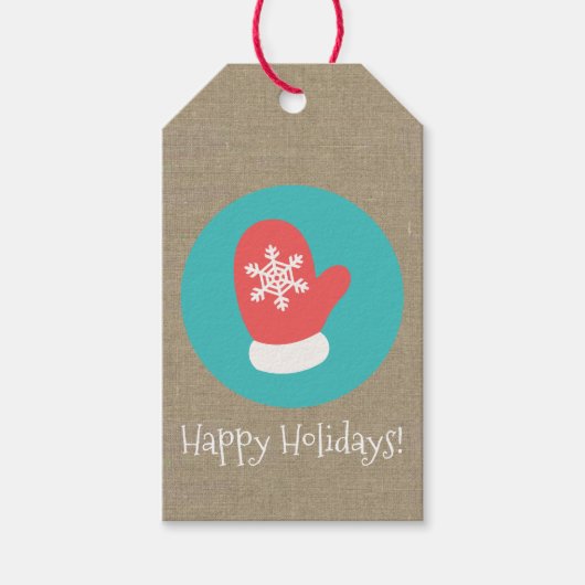 Kerstmis Mitten Medallion Prettige feestdagen Cadeaulabel (Voorkant)