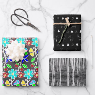 Kerstmis Mode Ayasha Logo Birch Forest Inpakpapier Vel