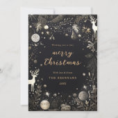 Kerstmis Modern Elegant Zwart Feestelijk Feestdagenkaart (Voorkant)