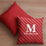 Kerstmis Modern Monogram Cute Red Striped Festive Kussen<br><div class="desc">Dit ontwerp is voorzien van een kerstfeestdag met een rode monogram,  een schattig modern winterpatroon,  een kerstvakantiehuisdécor,  een feestelijke moderne,  eenvoudige,  eenvoudige,  minimalistische,  kleurrijke kerstvakantie met kerstvakantie,  een kerstvakantiegestreept stripteasje met een rode feestelijke,  leuke whimsical,  elegante moderne design stijl,  traditionele kerststijl,  leuke feestelijke kussen</div>