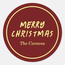 Kerstmis Modern Rood en Geel Feestdagen Ronde Sticker