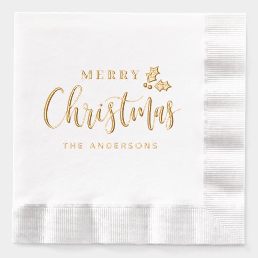 Kerstmis Modern Schrift Persoonlijke Vakantie Folie Servetten (Voorkant)