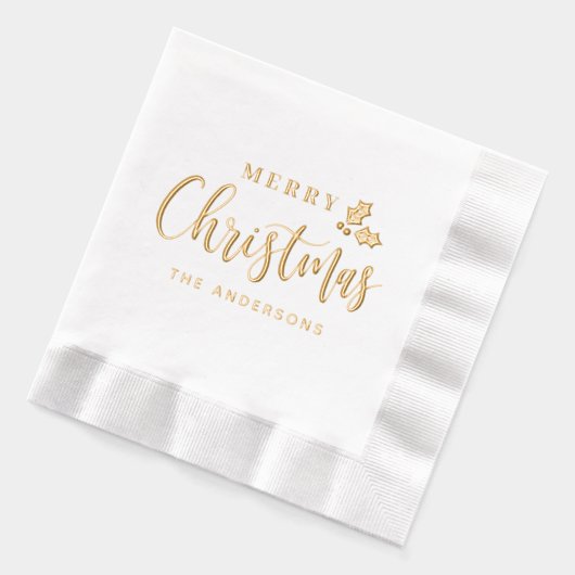 Kerstmis Modern Schrift Persoonlijke Vakantie Folie Servetten (Links)