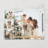 Kerstmis Modern Script Familie Fotocollage Feestdagenkaart (Voorkant)