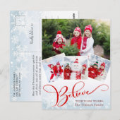 Kerstmis Modern Script Foto Vakantie Groet Briefkaart (Voorkant / Achterkant)