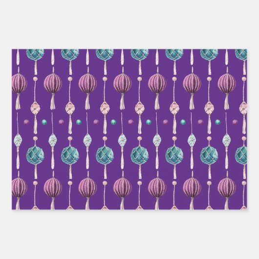 Kerstmis Modern Stunning Bauble Pattern Inpakpapier Vel (Voorkant 3)