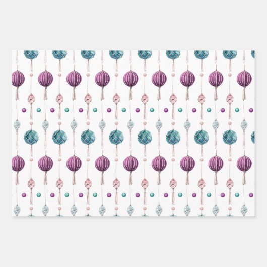 Kerstmis Modern Stunning Bauble Pattern Inpakpapier Vel (Voorkant 2)