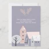 Kerstmis Modern Winter Sneeuw Stof Lilac Feestdagenkaart (Achterkant)