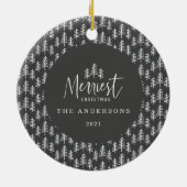 Kerstmis modern zwart wit japandi keramisch ornament (Achterkant)