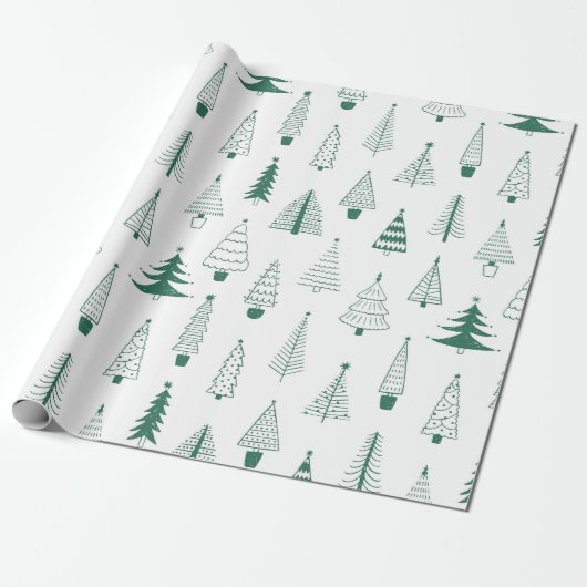 Kerstmis moderne boom cadeaupapier (Uitgerold)