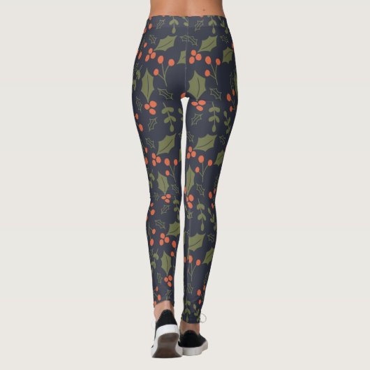 Kerstmis Moderne feestdag Holly Greenery Leggings (Achterkant)