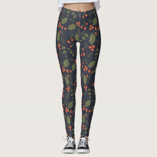 Kerstmis Moderne feestdag Holly Greenery Leggings