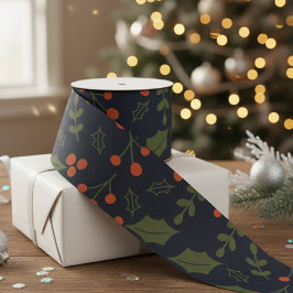 Kerstmis Moderne feestdag Holly Greenery Satijnen Lint