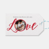 Kerstmis Moderne Foto Calligrafie Script Liefde Cadeaulabel (Voorkant (Horizontaal))