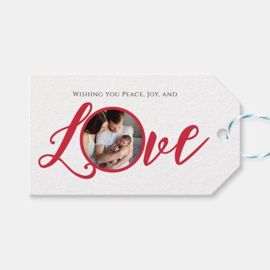 Kerstmis Moderne Foto Calligrafie Script Liefde Cadeaulabel (Voorkant (Horizontaal))