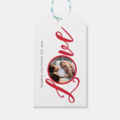 Kerstmis Moderne Foto Calligrafie Script Liefde Cadeaulabel (Voorkant)