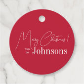 Kerstmis moderne rode familie bedankjes labels (Voorkant)