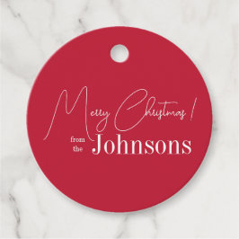 Kerstmis moderne rode familie bedankjes labels