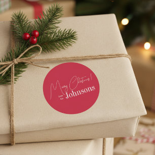 Kerstmis moderne rode familie ronde sticker