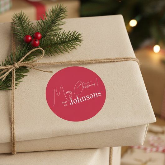 Kerstmis moderne rode familie ronde sticker