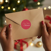 Kerstmis moderne rode familie ronde sticker