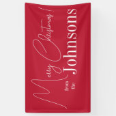 Kerstmis moderne rode familie spandoek (Verticaal)