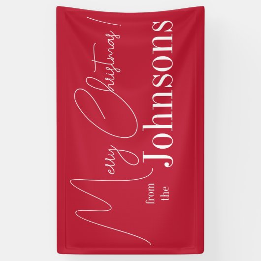 Kerstmis moderne rode familie spandoek (Verticaal)