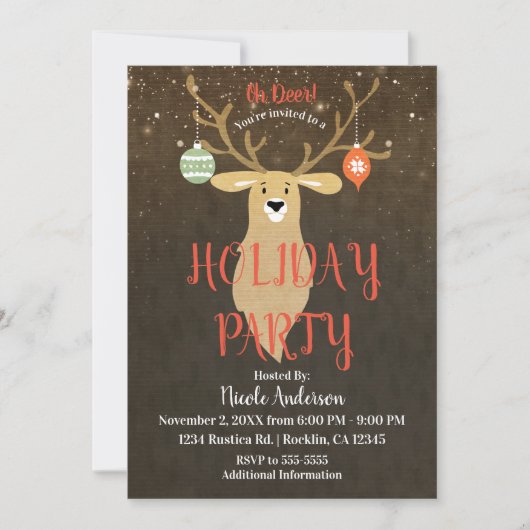 Kerstmis Moderne Rustieke Winter Herten Vakantie P Kaart (Voorkant)