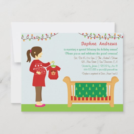 Kerstmis Moeder Baby Shower Feest Uitnodigingen (Voorkant)