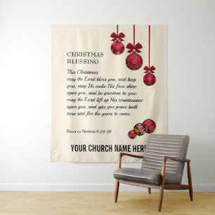 Kerstmis MOGE DE HEER U ZEGENEN Kerk Wandkleed