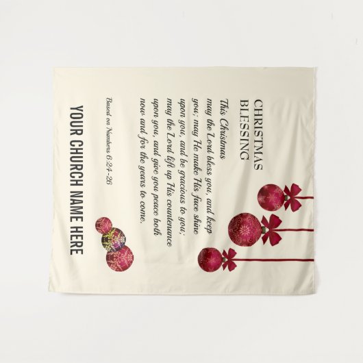 Kerstmis MOGE DE HERE U ZEGENEN Kerk Wandkleed (Voorkant (horizontaal))