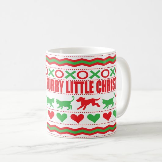 Kerstmis Mok 11 oz. "Cat Dog Mok Furry kerst" (Voorkant rechts)