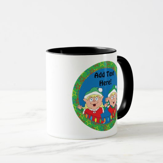 Kerstmis Mok 11 oz. "Elves" personaliseren (Voorkant rechts)