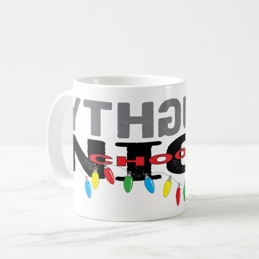 Kerstmis Mok 11 oz. "Naughty kiest Nice" (Voorkant links)