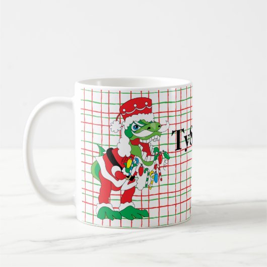 Kerstmis Mok 11 oz. "TySANTAsaurus Rex" (Links)