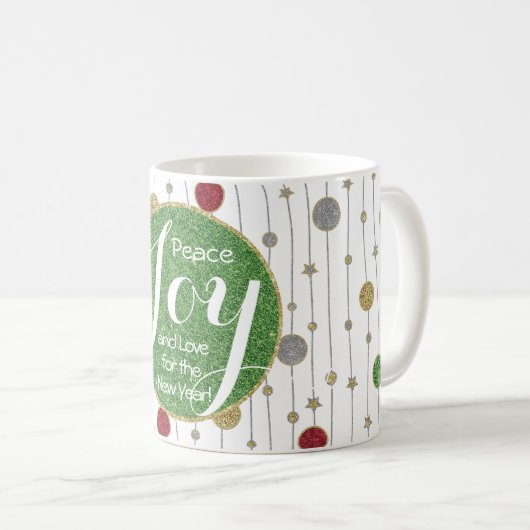 Kerstmis Mok 11 oz. "Versieringen en sterren" (Voorkant rechts)