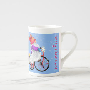 Kerstmis Mok Gift Gnome met Bike