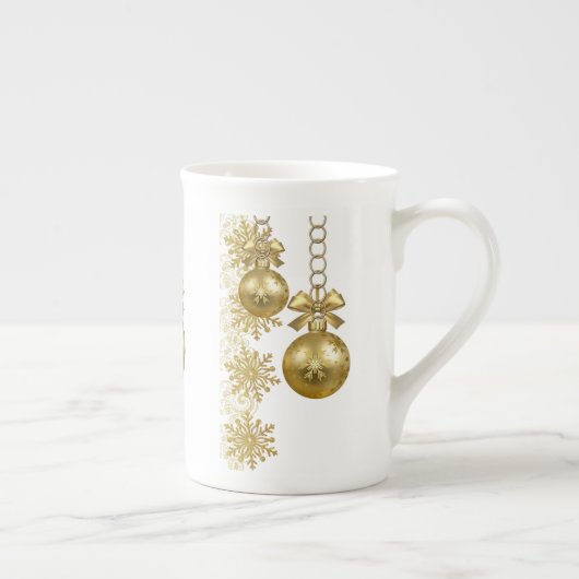 Kerstmis Mok, goudzalen Porselein Kop (Rechts)